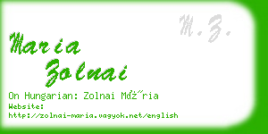 maria zolnai business card